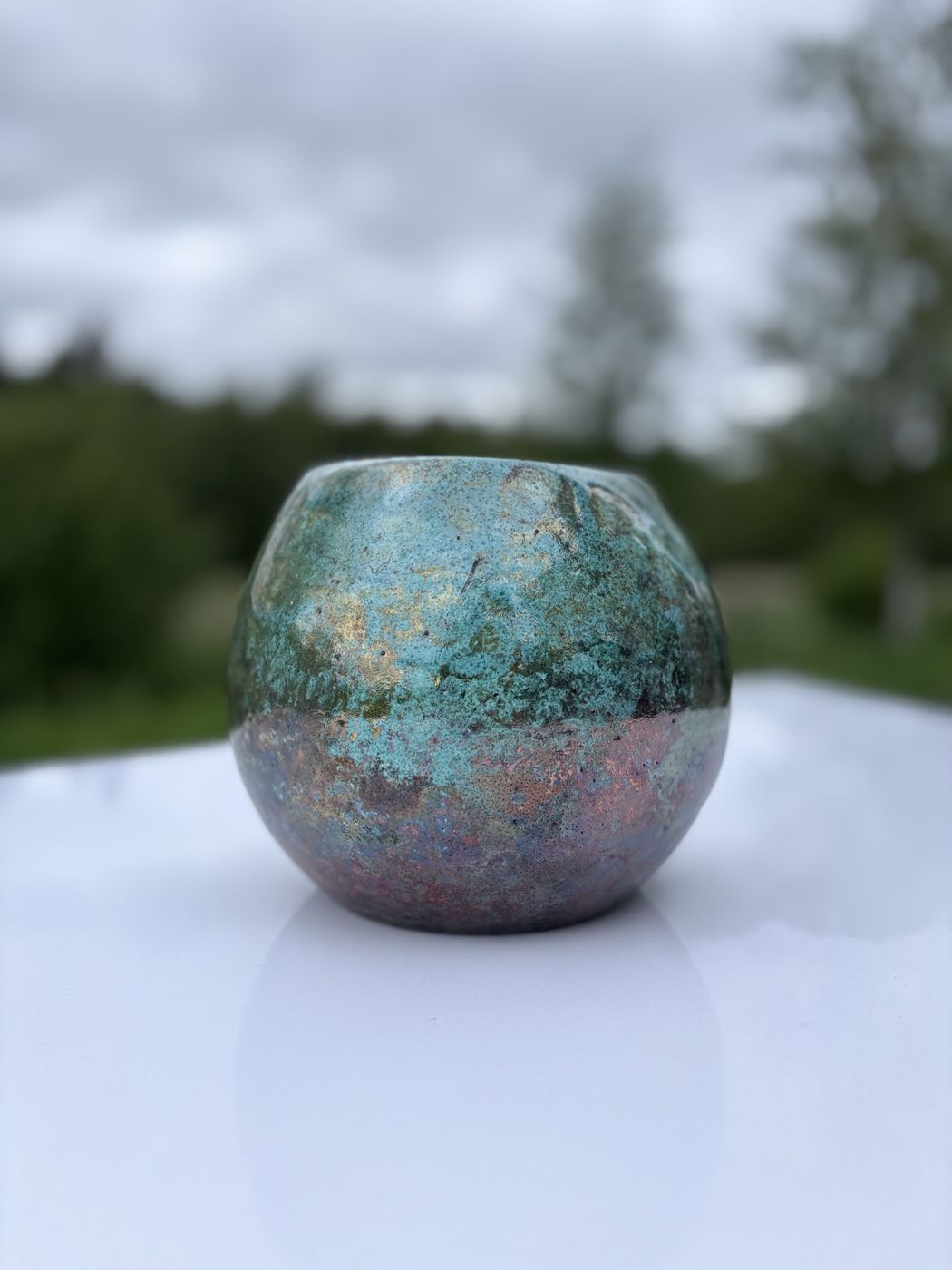 Rund grøn raku