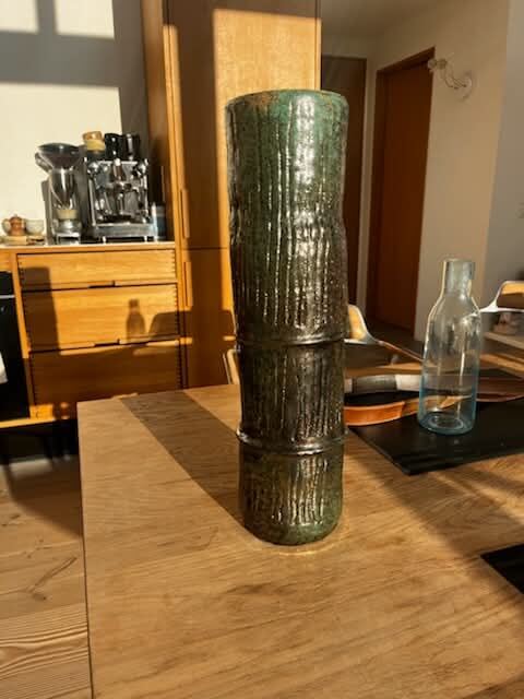 Raku vase grøn høj